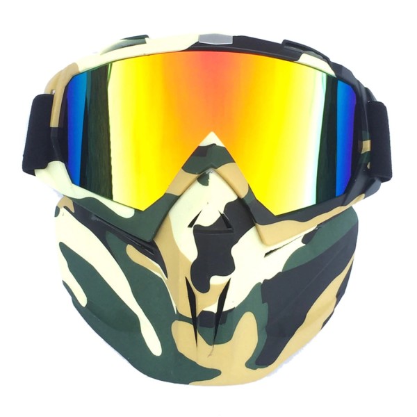 Masca protectie fata din plastic dur + ochelari ski, lentila multicolora, model MCMFP02